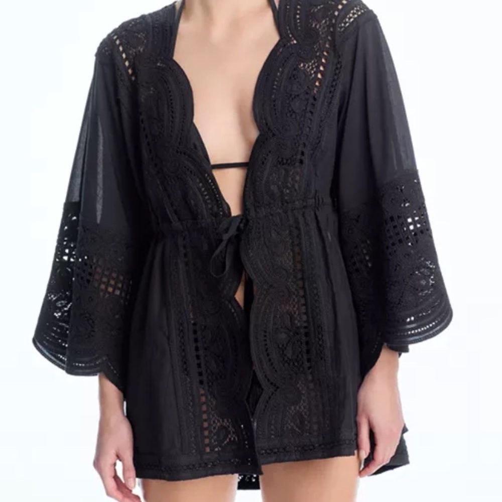 New Ramy Brook Black Lace Swim Cover-Up